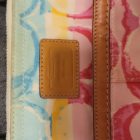 Coach Signature Multicolor Satin Leather Tote - Picture 2 of 12